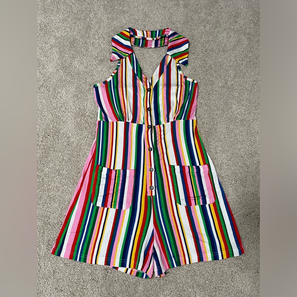 Rainbow Striped ModCloth Halter Romper
